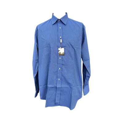 Camicia vintage da uomo Yves Saint Laurent a righe blu in cotone, taglia 41/16 M/L