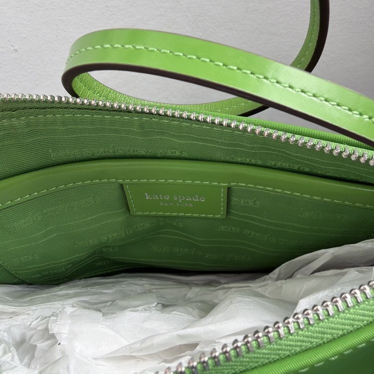 359 Kate Spade Sam Icon Nylon Mini Pochette Wristlet Shoulder Bag Green BNWT image 4