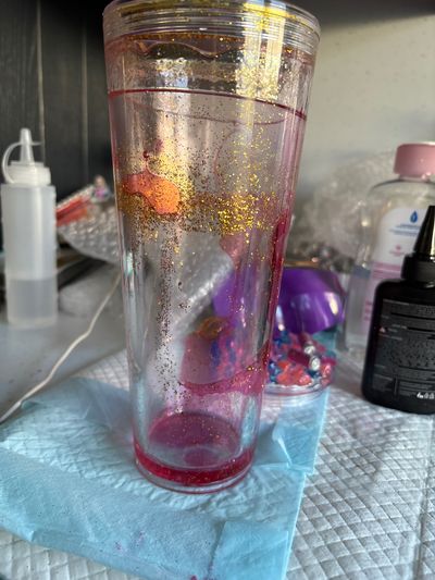 Pink Glitter Tumbler Cup lava drip