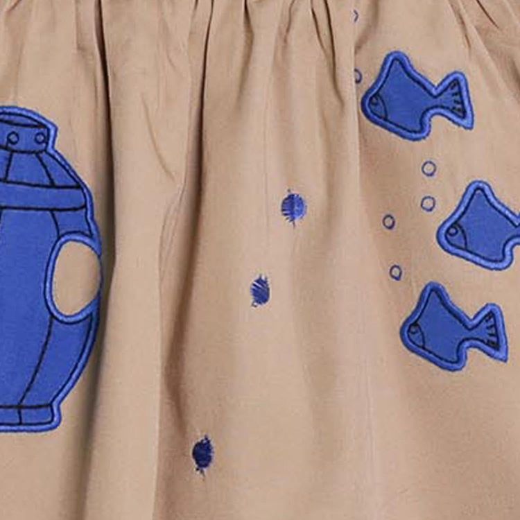 MAGIC MENDING PRELOVED Beige Cotton Skirt with Submarine, 2 years image 3