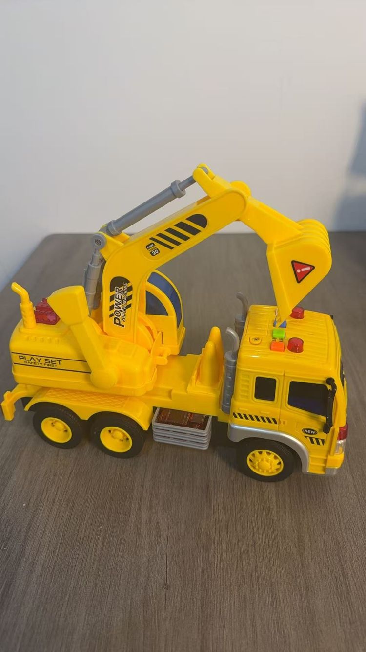 Construction Excavator Toy – Yellow Digger with Lights, Sounds & Movable Arm obraz 2