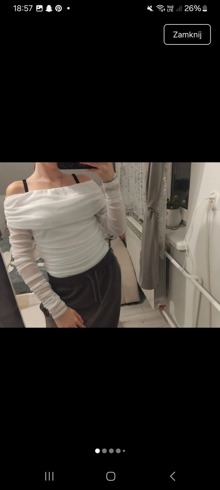 White Off-Shoulder Ruched Long Sleeve Top