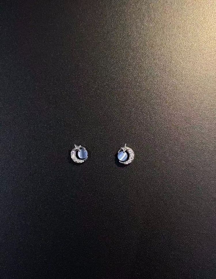 Silver Stud Earrings With Gemstone Accents image 1