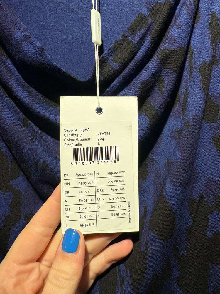 Blue And Black Patterned Long Sleeve Dress image 2