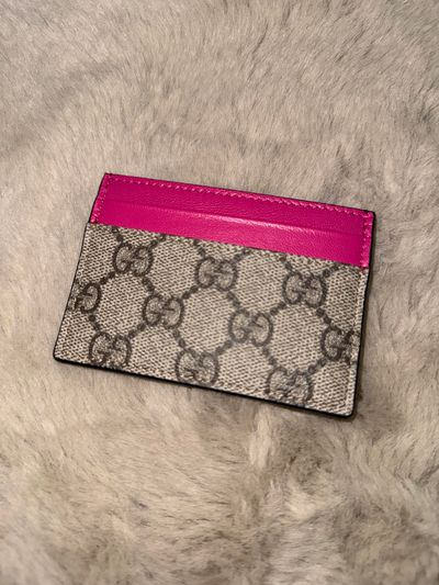 Gucci GG Card Holder Hot Pink Trim BNWOT *NO BOX*