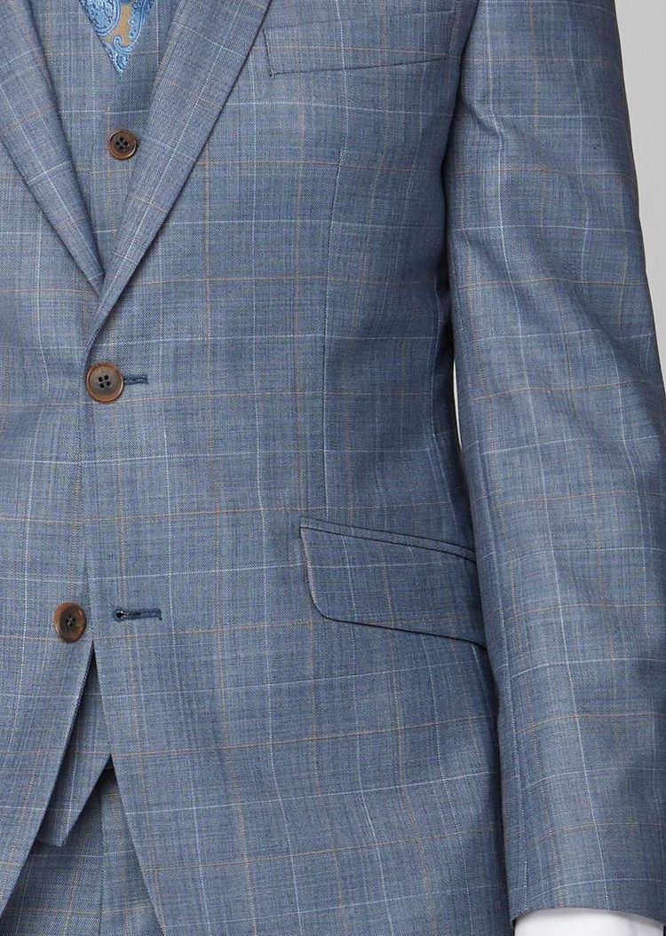 Scott Men's Tailored Fit Waistcoat 19204 in Blue/Tan Check Size 36 to 60 3