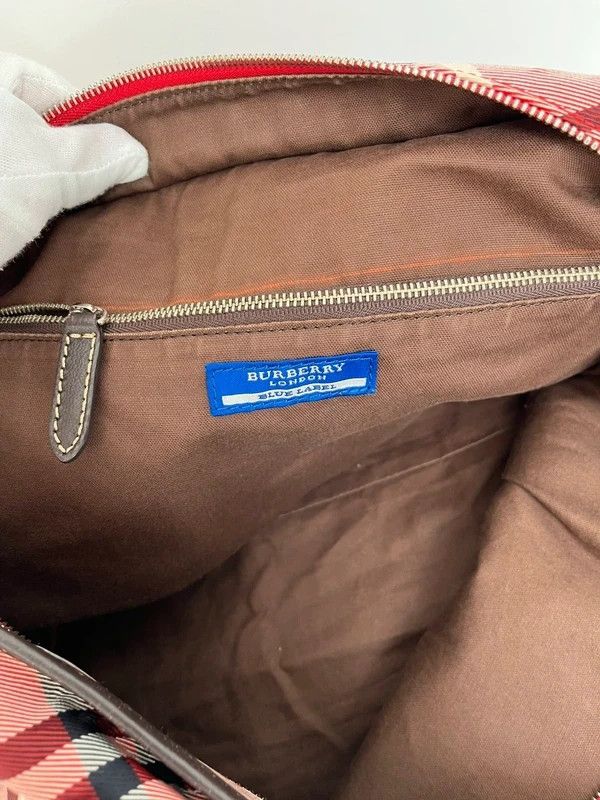 Burberry Blue Label Pink Checked Canvas/Leather Tote Bag image 9