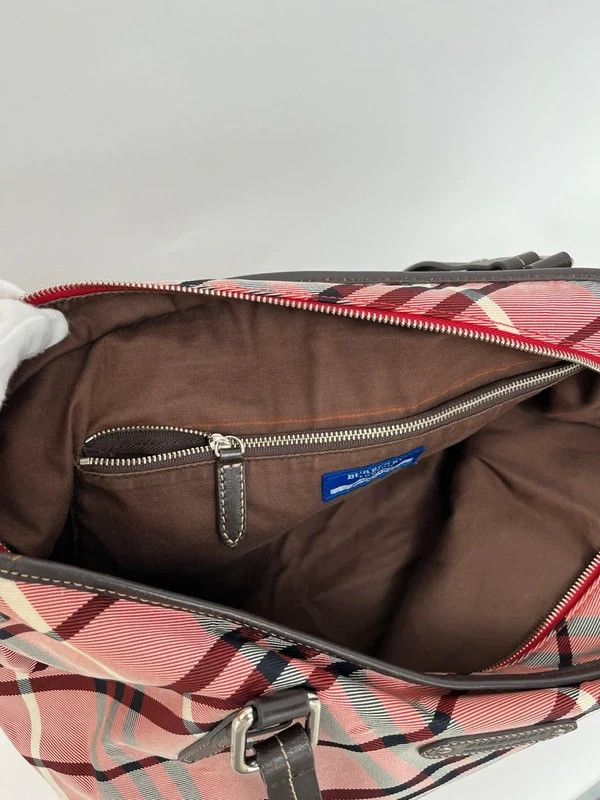Burberry Blue Label Pink Checked Canvas/Leather Tote Bag image 10