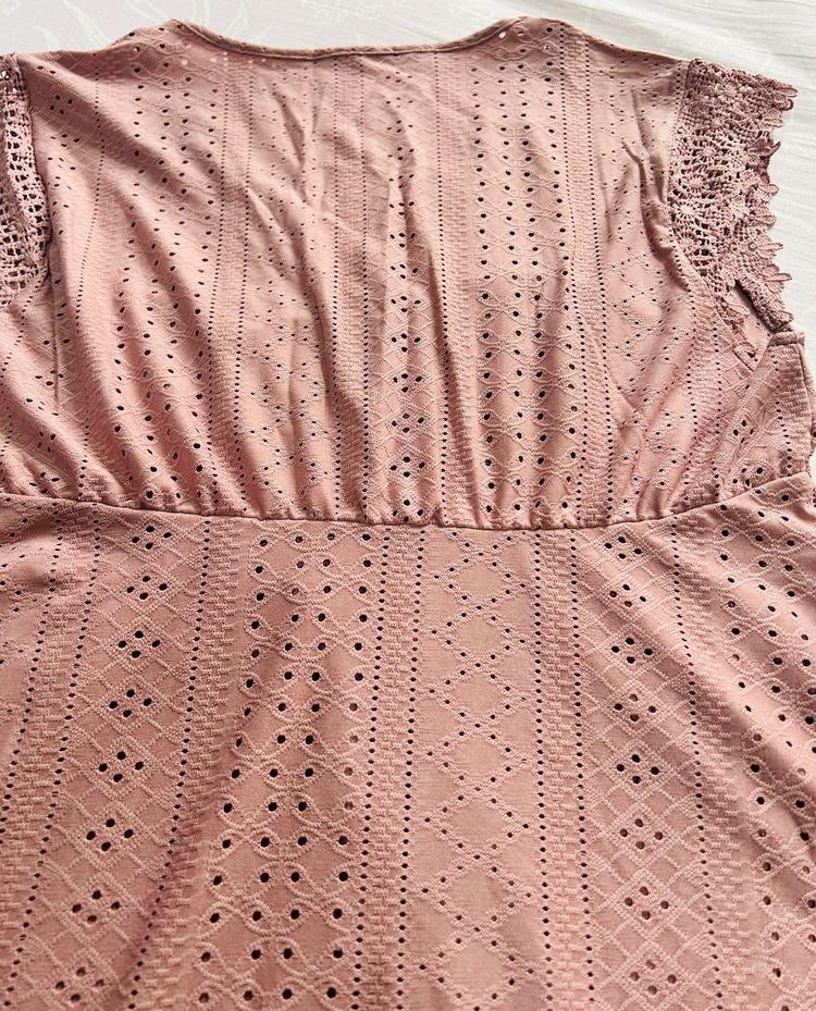 Pink Eyelet Lace Trim Sleeveless Top 5