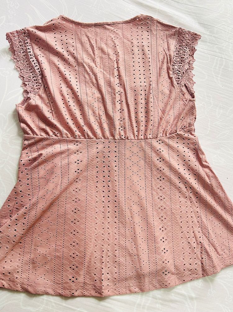 Pink Eyelet Lace Trim Sleeveless Top 8