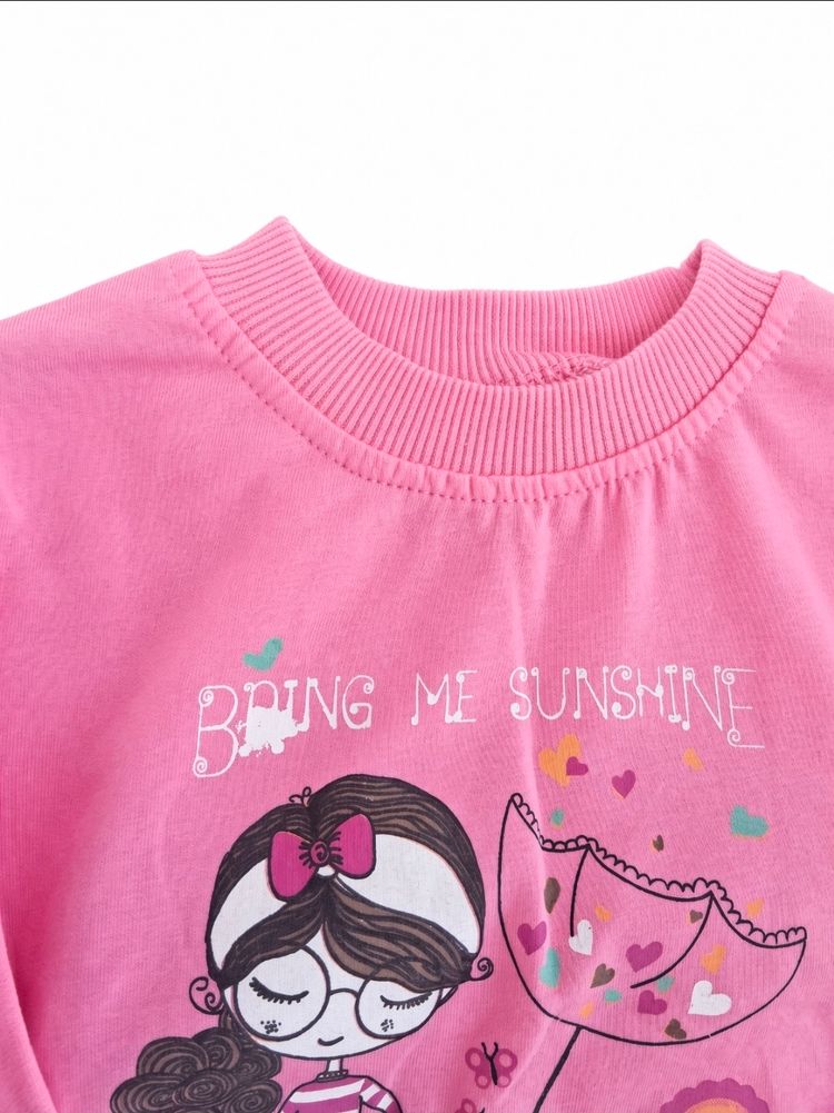 Pink Kids Sweatshirt And Pants Set obraz 3