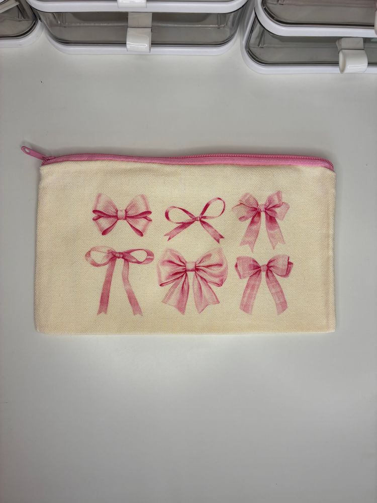 Cream Cream Pouch With Pink Bows Print product image
