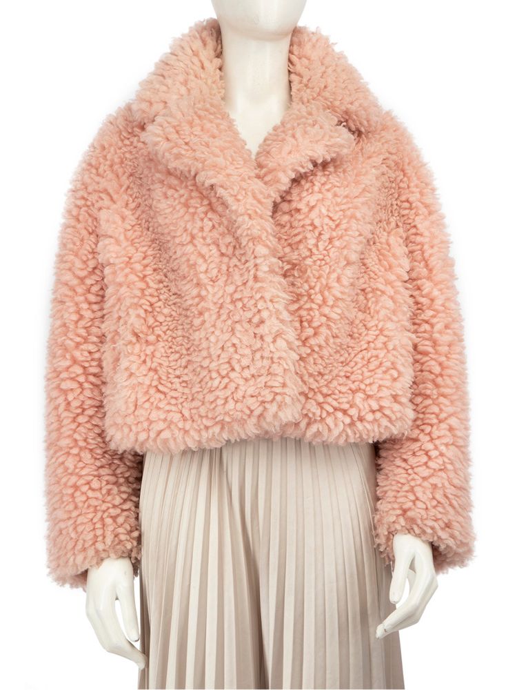 Stand Studio Pink Faux Fur Cropped Janet Jacket