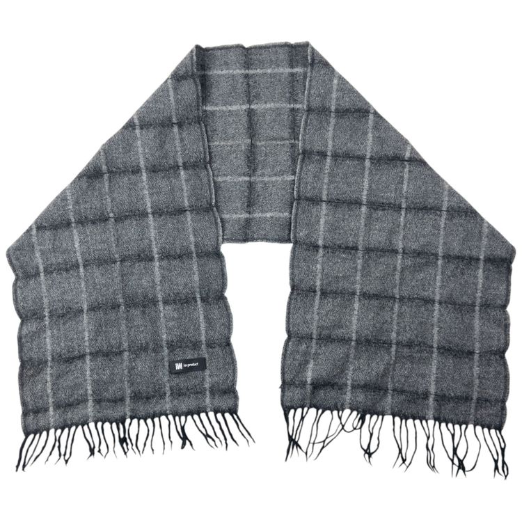 Vintage 2000s Issey Miyake Checkered Wool Tassel Scarf 2