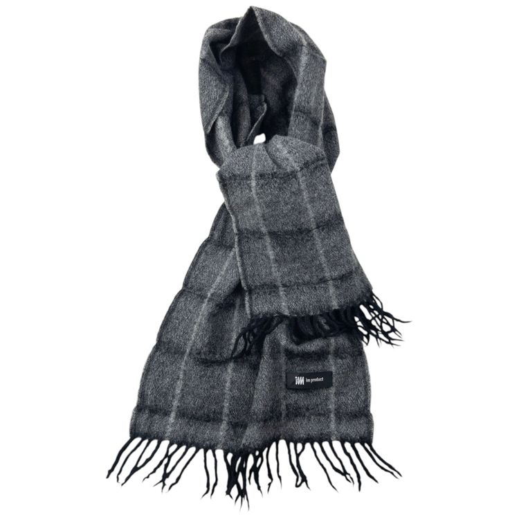 Vintage 2000s Issey Miyake Checkered Wool Tassel Scarf 3