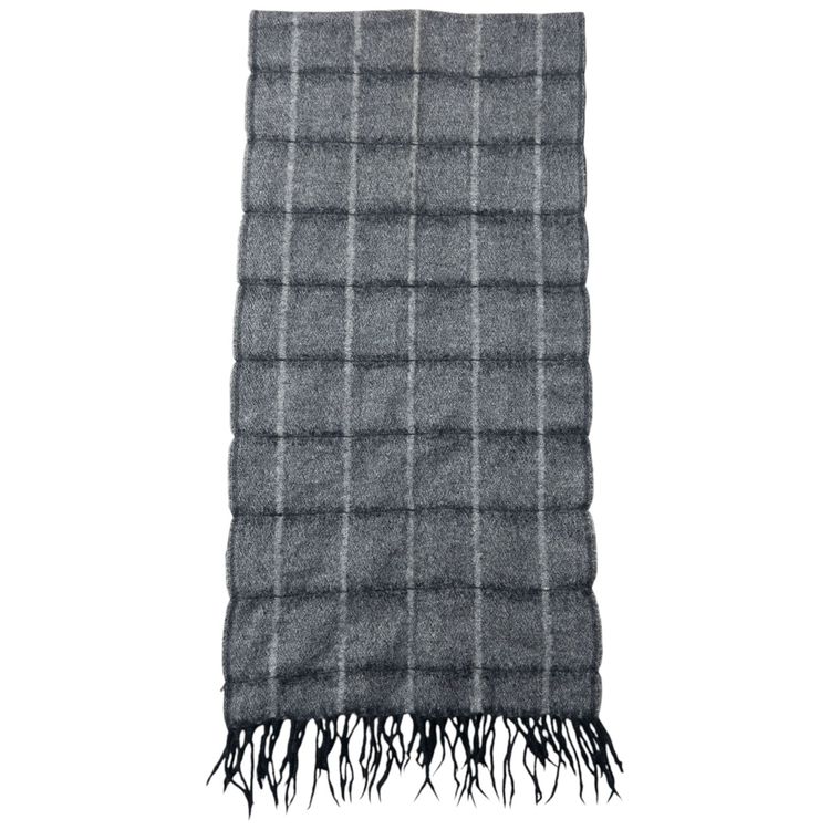 Vintage 2000s Issey Miyake Checkered Wool Tassel Scarf 6