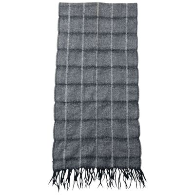 Vintage 2000s Issey Miyake Checkered Wool Tassel Scarf 6