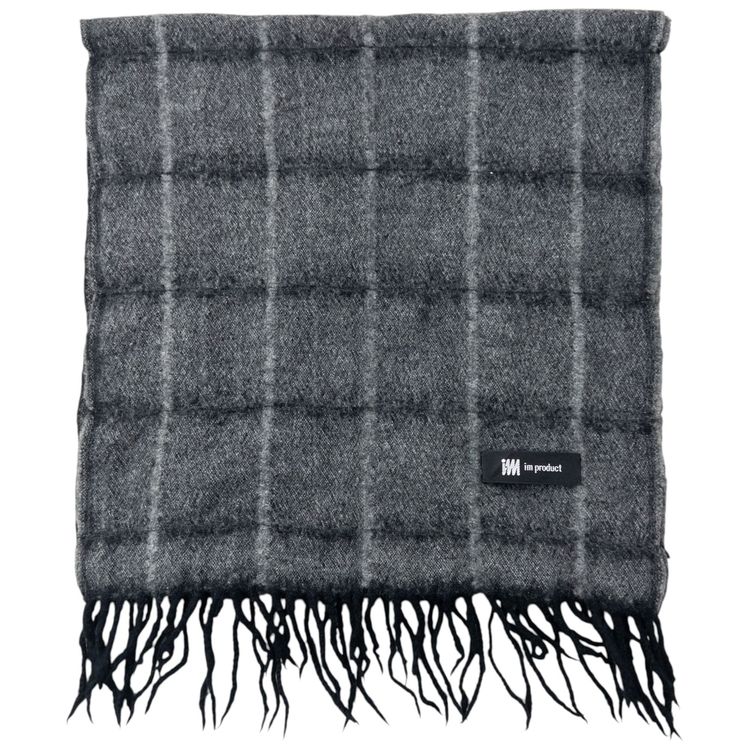 Vintage 2000s Issey Miyake Checkered Wool Tassel Scarf