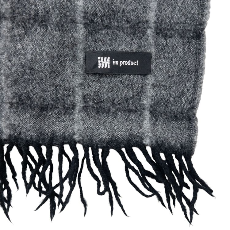 Vintage 2000s Issey Miyake Checkered Wool Tassel Scarf 4