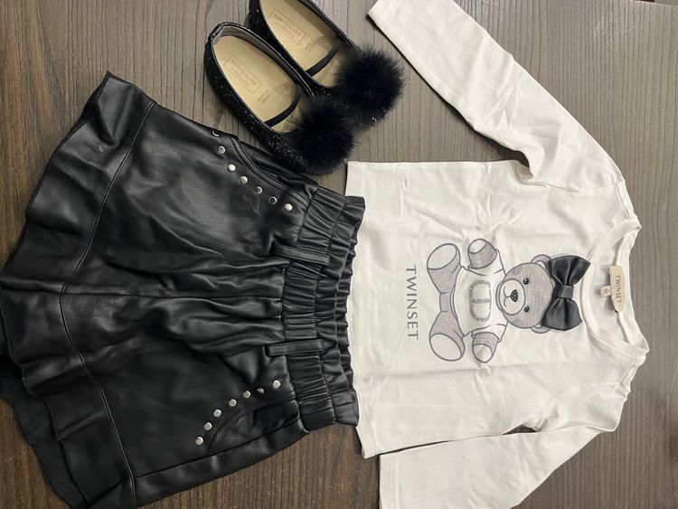 Immagine di Twinset Kids Outfit With Long Sleeve Top And Black Skirt 2