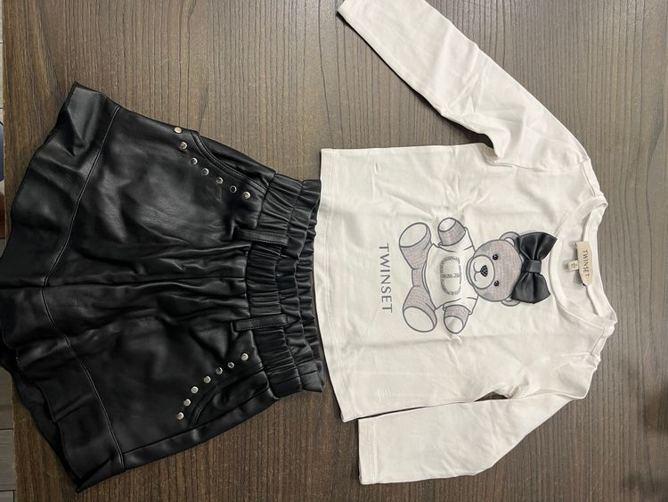 Immagine di Twinset Kids Outfit With Long Sleeve Top And Black Skirt 5
