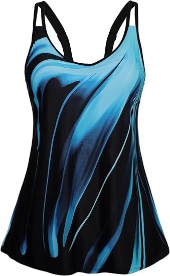 Immagine di Blue And Black Women'S Tankini Top 2