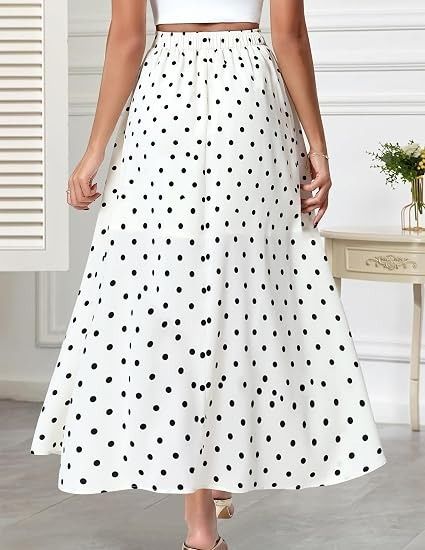 White Polka Dot Midi Skirt image 1