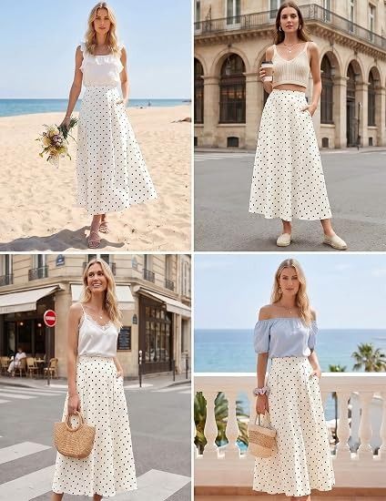 White Polka Dot Midi Skirt image 4