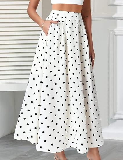 White Polka Dot Midi Skirt image 3