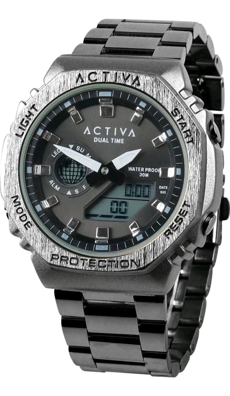 Activa x Invicta GenMetal Black Dual Time 45.5mm Mens Watch - Model ACWM423-009