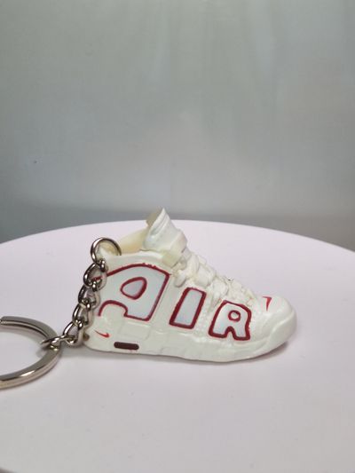 White Sneaker Keychain With Red Accents