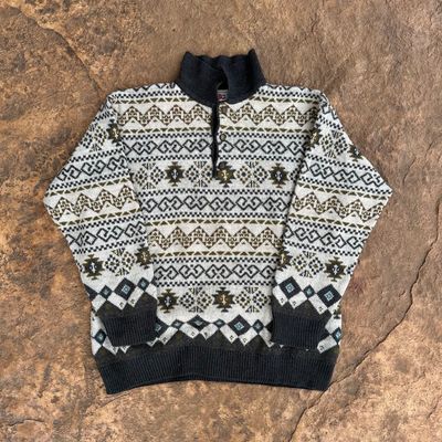 Patterned Knit Pullover Sweater