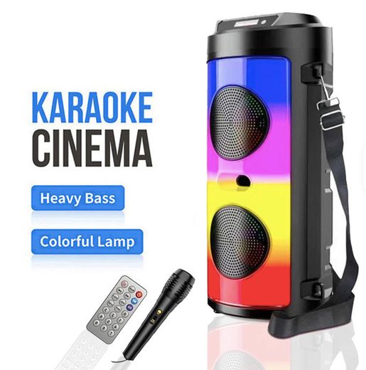 Dual 4 Portable Wireless Bluetooth Speaker with Remote & Microphone | 16W Super Bass, RGB Lights & Shoulder Strap