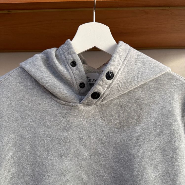 Stone Island Button Up Popover Hoodie | Grey | Medium P2P 21 image 9