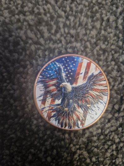 1oz 999 copper Round With Eagle And American Flag Design