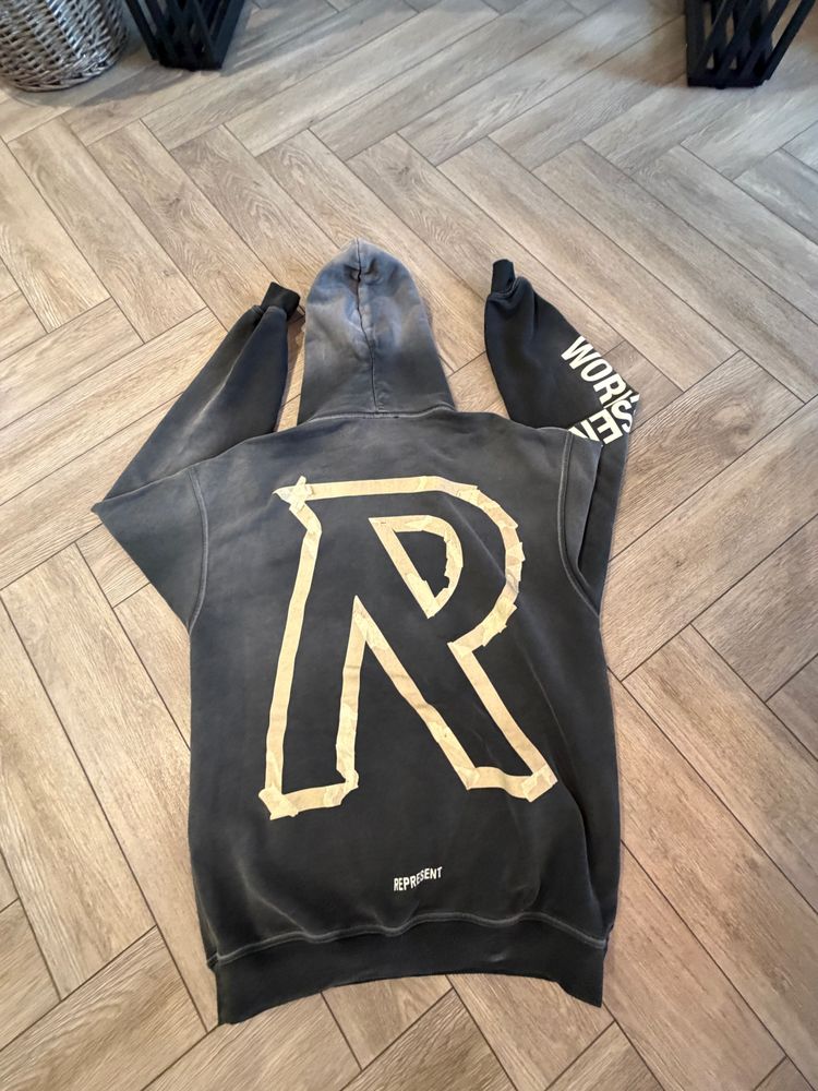 Represent Black Hoodie With Logo And Text image 4