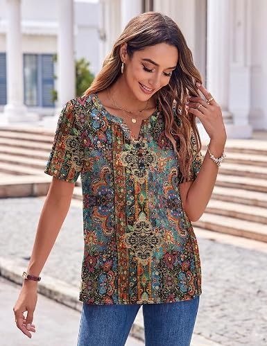 Other Multicolor Patterned Short Sleeve Blouse product image