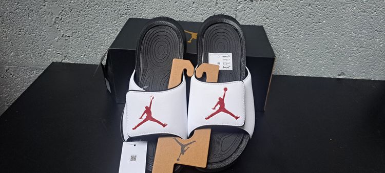 Jordan Hydro 6 White Gym Red Black Slides UK7 EUR 41 Brand New Full Box BNIB image 2