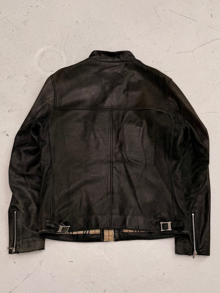 ‘00s Burberry Black Label Leather Motorbike Jacket (S) image 2