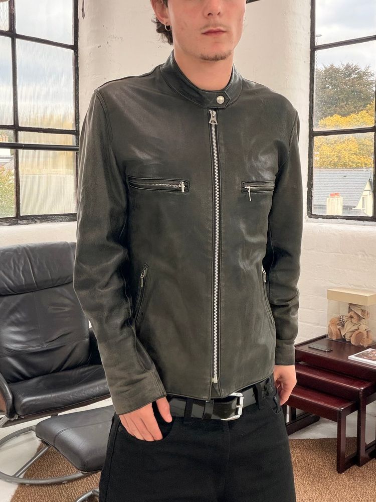 ‘00s Burberry Black Label Leather Motorbike Jacket (S) image 1