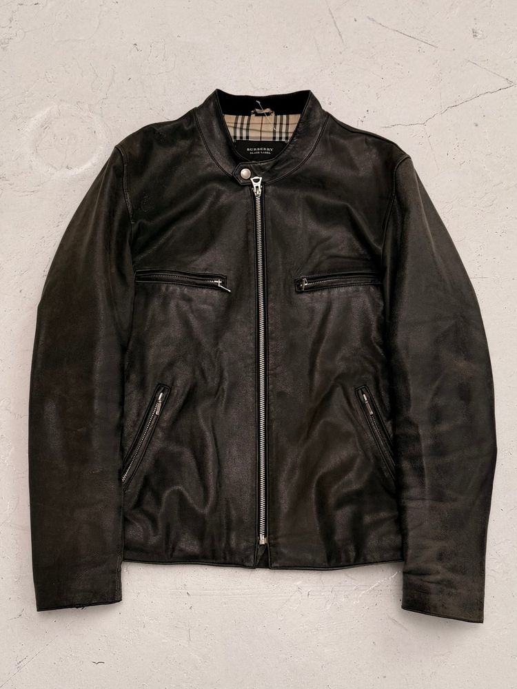 ‘00s Burberry Black Label Leather Motorbike Jacket (S) image 6
