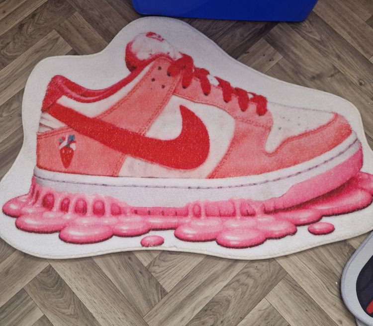Pink And Red Sneaker-Shaped Rug