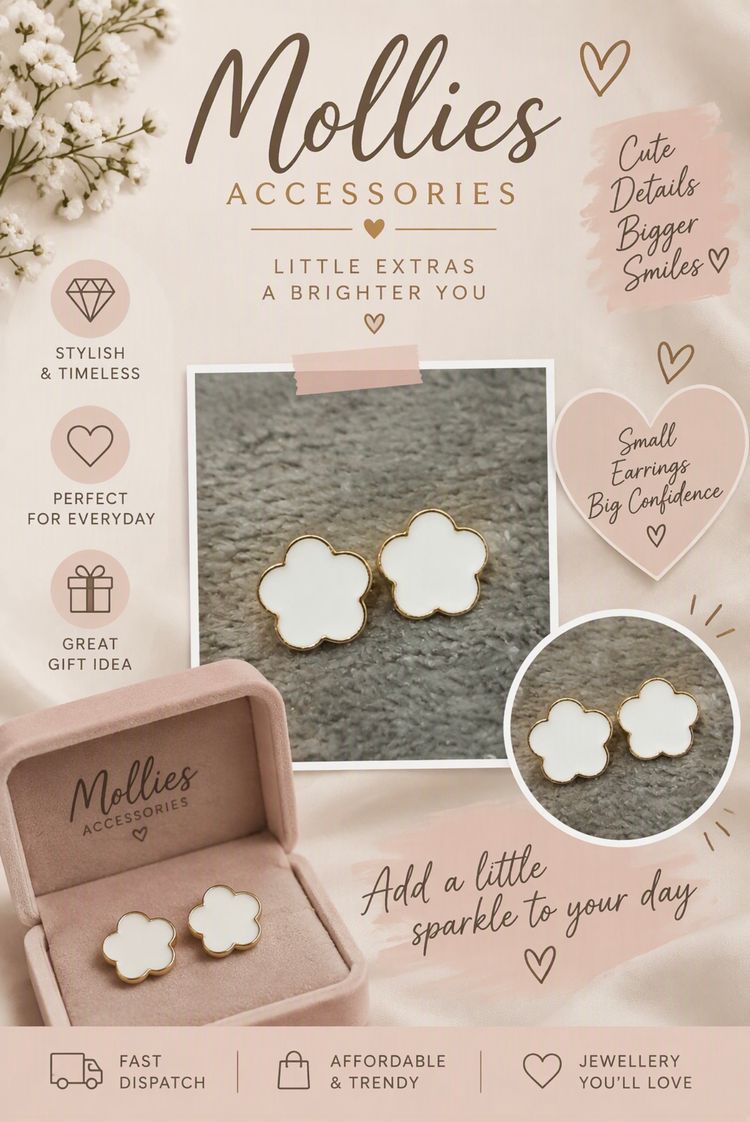 White Flower-Shaped Earrings image 1