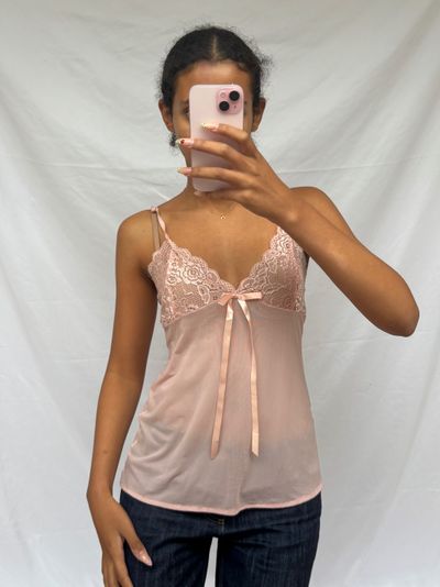 pink lace camisole top