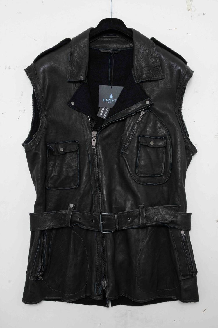 Lanvin Paris Convertible 2-in-1 Calfskin Leather Jacket & Vest image 4
