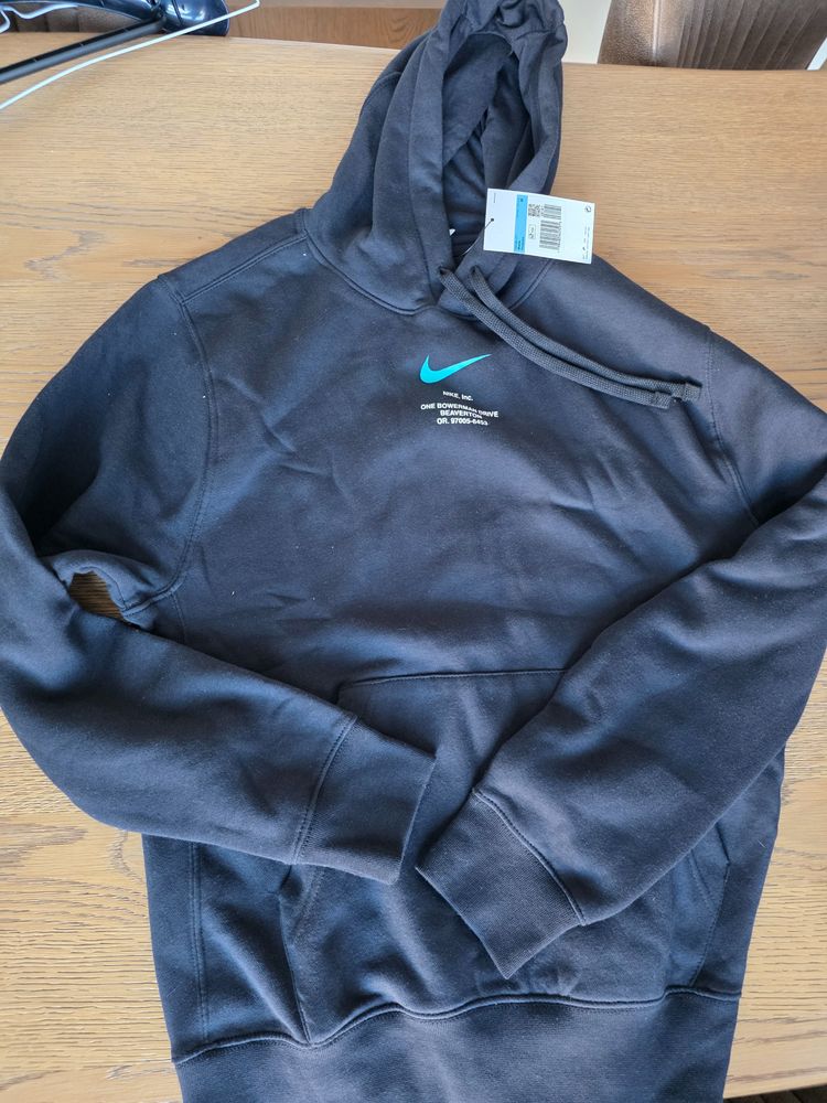 Nike Black Hoodie With Blue Swoosh Logo