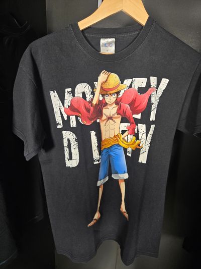 Black Graphic T-Shirt With Anime Character Print