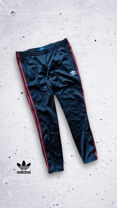 Adidas Black Track Pants With Red Stripes