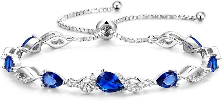 Silver Bracelet With Blue And Clear Stones obraz 1