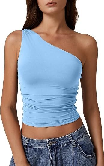 Other Blue One-Shoulder Ruched Top product image